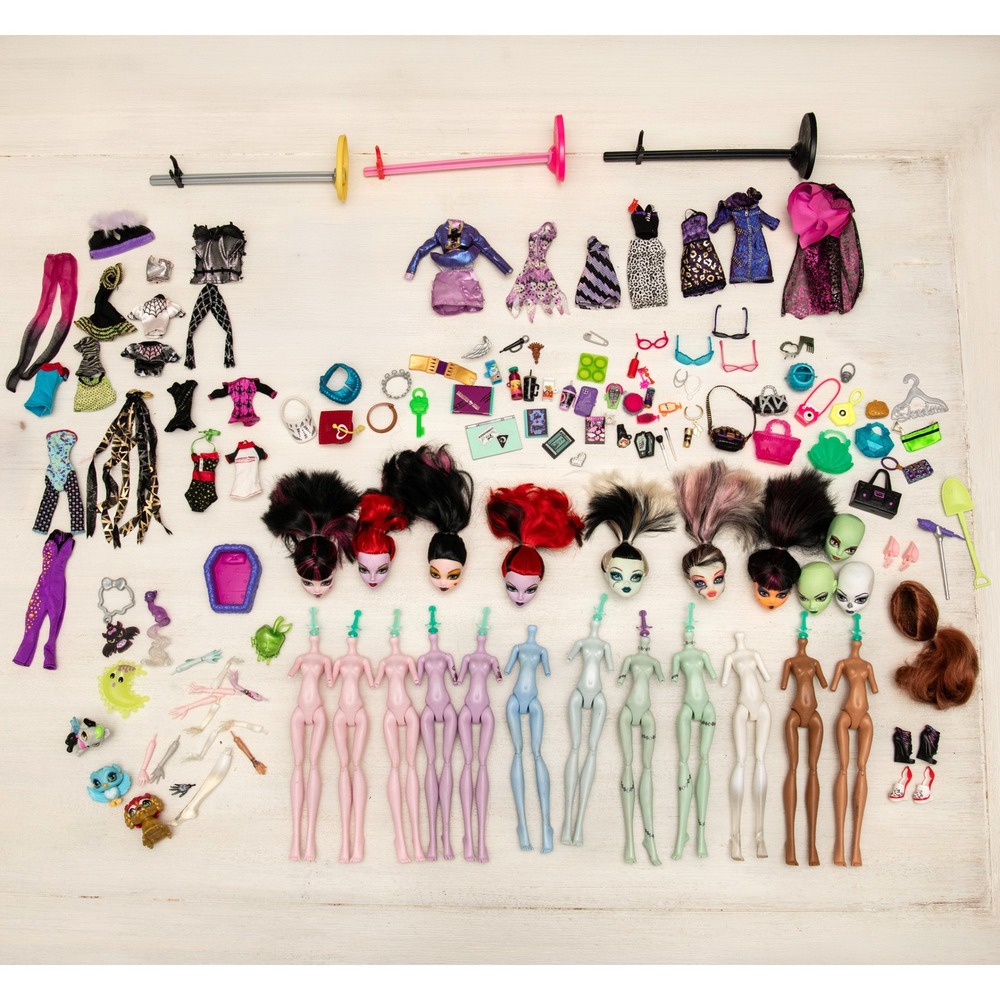Monster High Doll Lot Parts Accessories Heads Bodies Clothes Shoes Pets